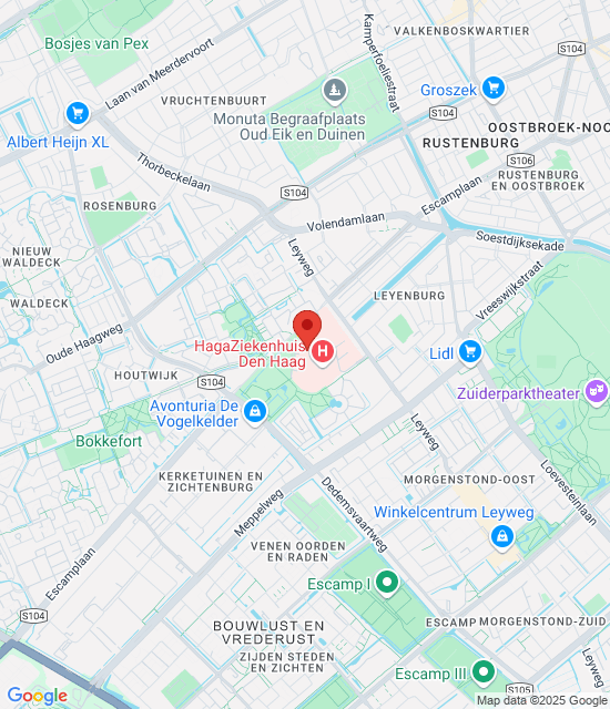 Google maps afbeelding voor Locatie in HagaZiekenhuis Leyweg